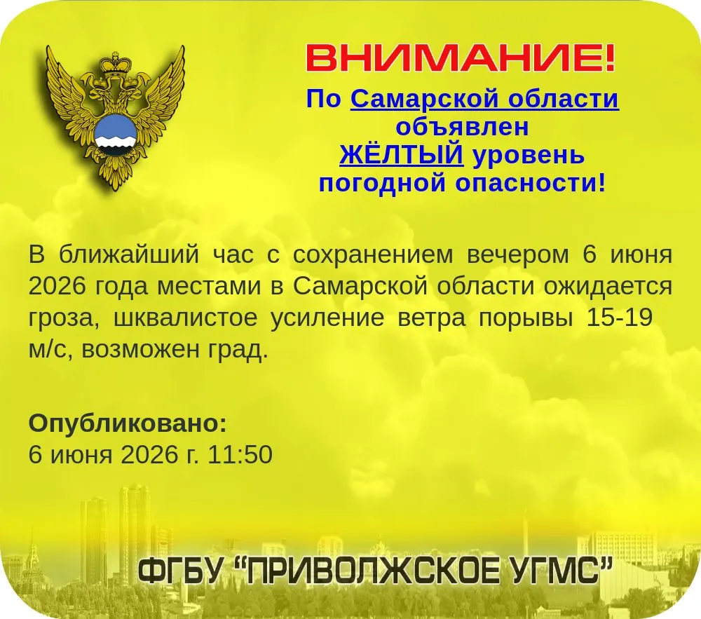В ближайший час ожидается ухудшение погоды: грозы, шквалистые порывы ветра и вероятность града. Рекомендуется соблюдать осторожность.