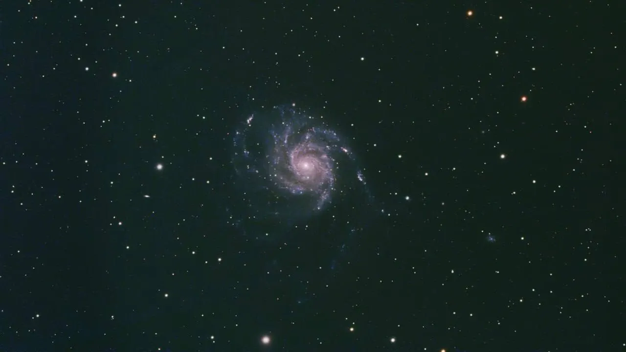 Астрофотографы под Самарой запечатлели спиральную галактику M101 («Вертушка») вместе с её спутниками PGC 49919 и NGC 5477.