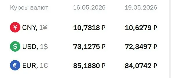 Банк России на 19 мая снизил официальные курсы доллара и евро. По курсу ЦБ проводятся расчёты по ряду финансовых инструментов.