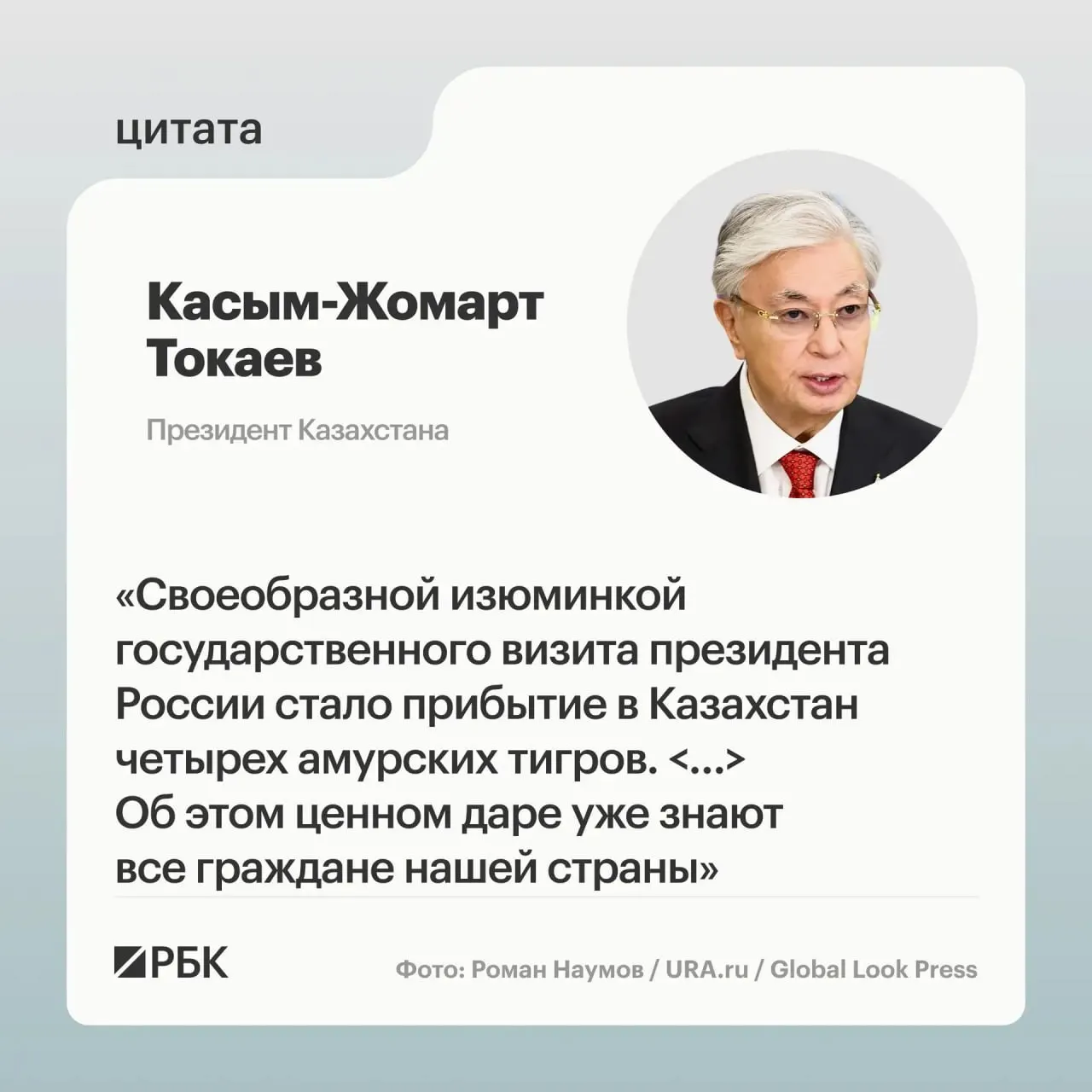 Передача животных состоялась после просьбы Казахстана о помощи в восстановлении вида: российская сторона откликнулась, и президентам показали презентацию о тиграх.