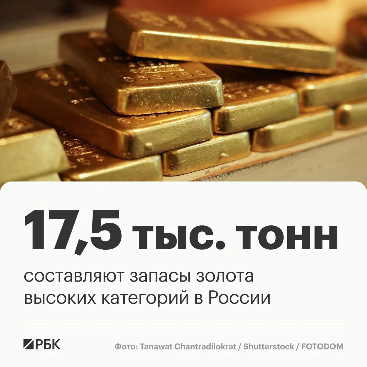 Запасы золота России оцениваются примерно в 17,5 тысячи тонн, что позволяет сохранять лидерство на мировом рынке на примерно три десятилетия.