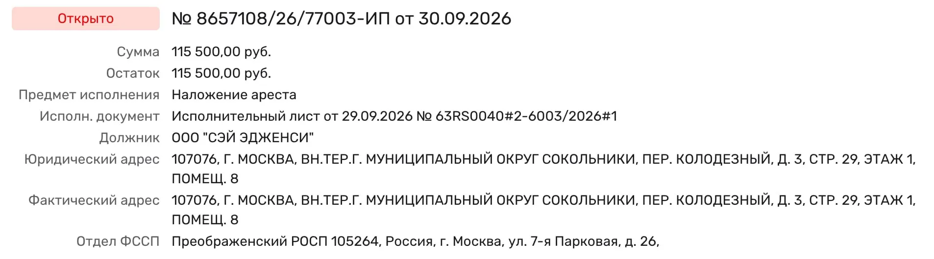 По данным открытых источников, арест наложен в рамках исполнительного листа Октябрьского суда Самары. Третьими лицами по делу о защите прав потребителей стали «Зенит-Арена», Роспотребнадзор и компания «Интикетс», продавшая билеты.